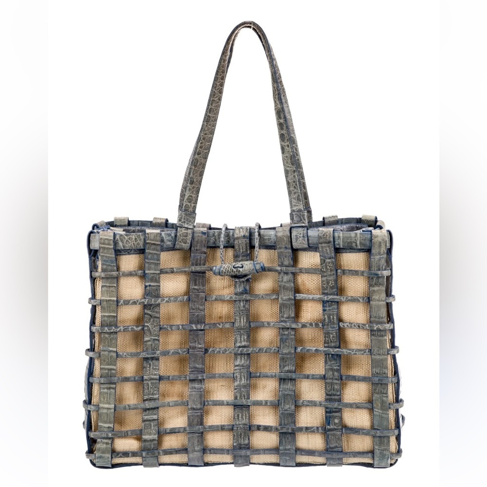 Nancy Gonzalez Caiman Crocodile Woven Tote Bag with Dust Bag